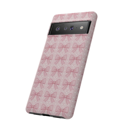 Pink Bow Pattern Phone Case – Soft Coquette Aesthetic Tough Case