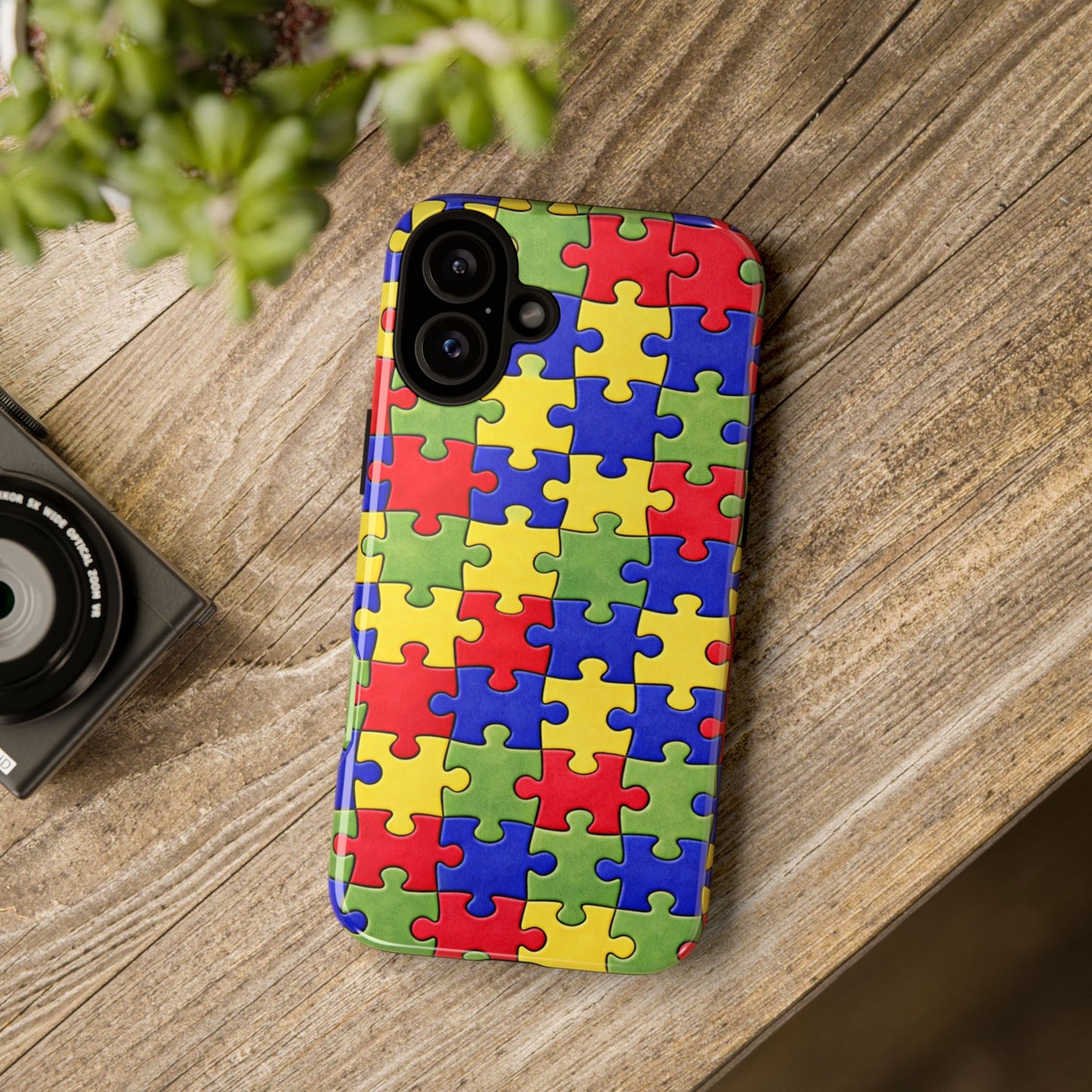 Colorful Puzzle Phone Case, Autism Awareness Jigsaw Design, Tough Protective Case, iPhone & Samsung Case, Vibrant Puzzle Pattern