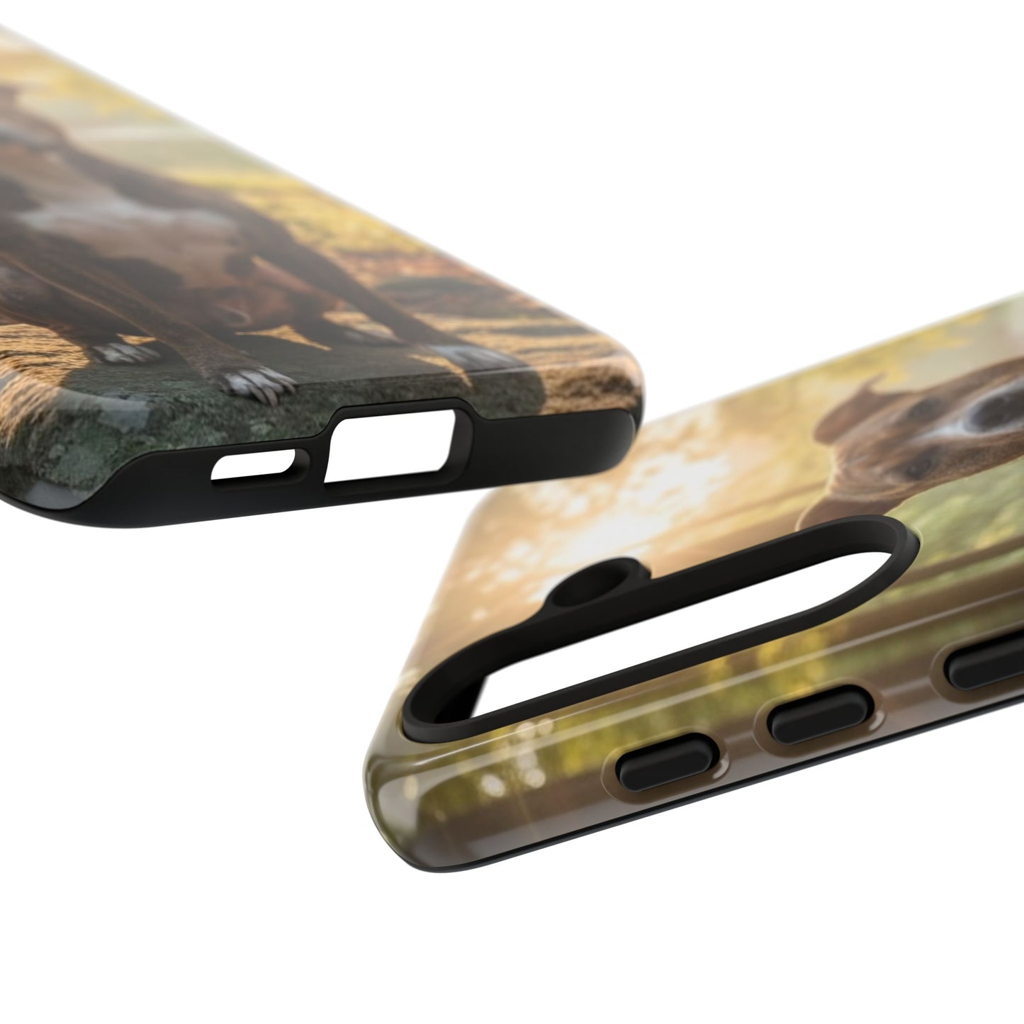 Pitbull Portrait Phone Case | Dog Lover Tough Case, Sunset Forest