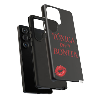 Toxica Pero Bonita Phone Case, Latina Quote Case, Red Lips Aesthetic, Spanish Saying Case, Trendy Tough Cover