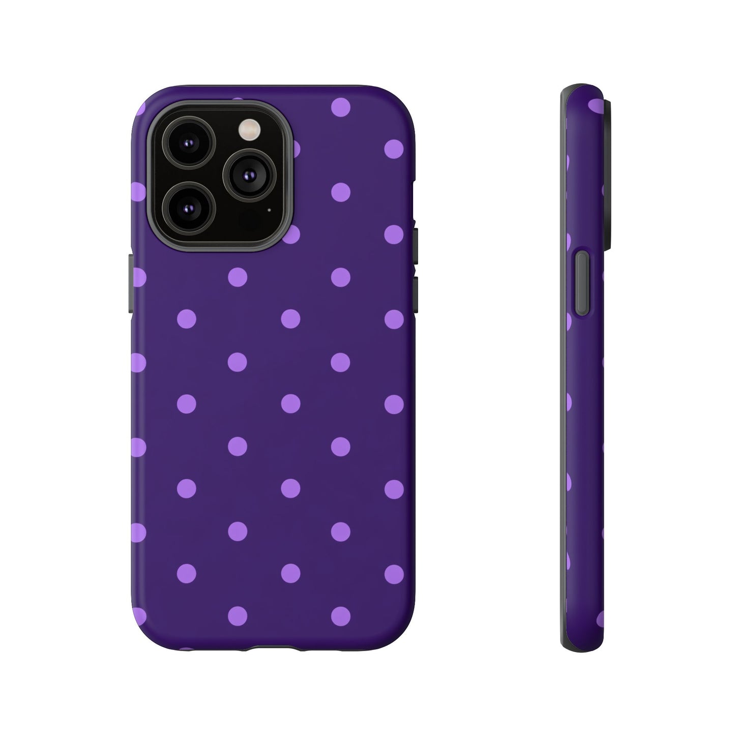 Purple Polka Dot Tough Phone Case – Cute Stylish Durable Protective Cover for Iphone, Samsung Galaxy and Pixel