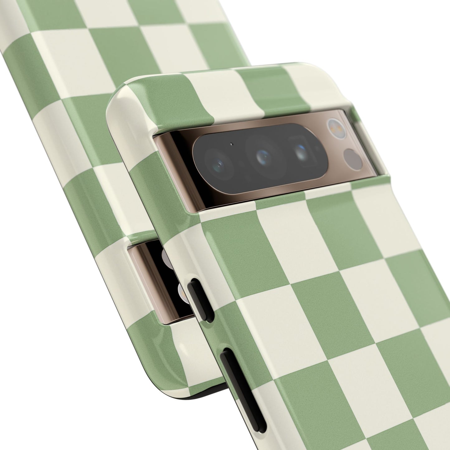 Sage Green Checkerboard Phone Case | Minimal Aesthetic Checkered iPhone & Samsung Tough Case