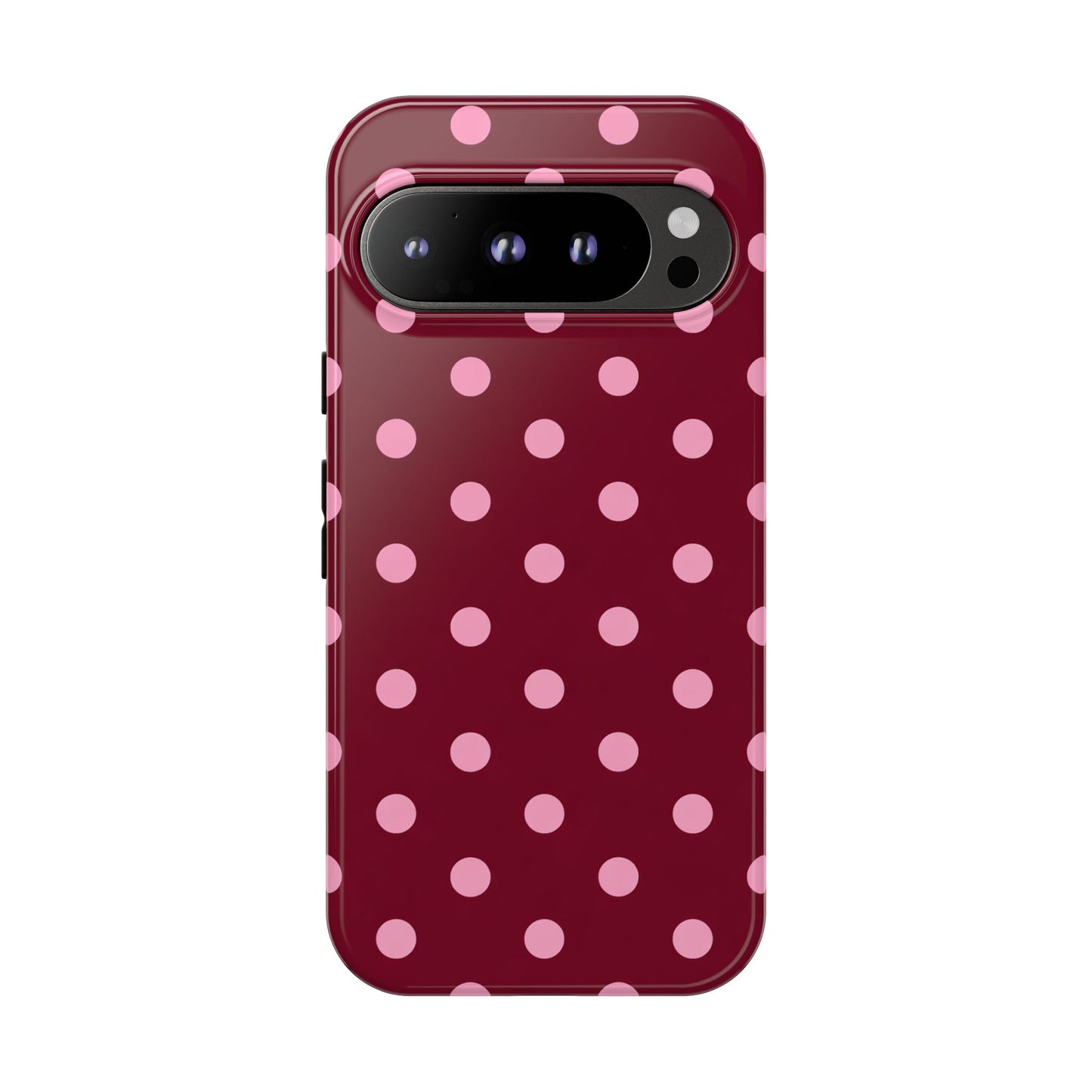 Pink Polka Dot Phone Case – Cute Aesthetic Tough Protective Phone Cover for Iphone, Samsung Galaxy and Pixel