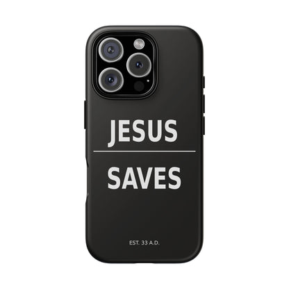 Jesus Saves Phone Case Christian Religious Minimalist Black Tough Cover