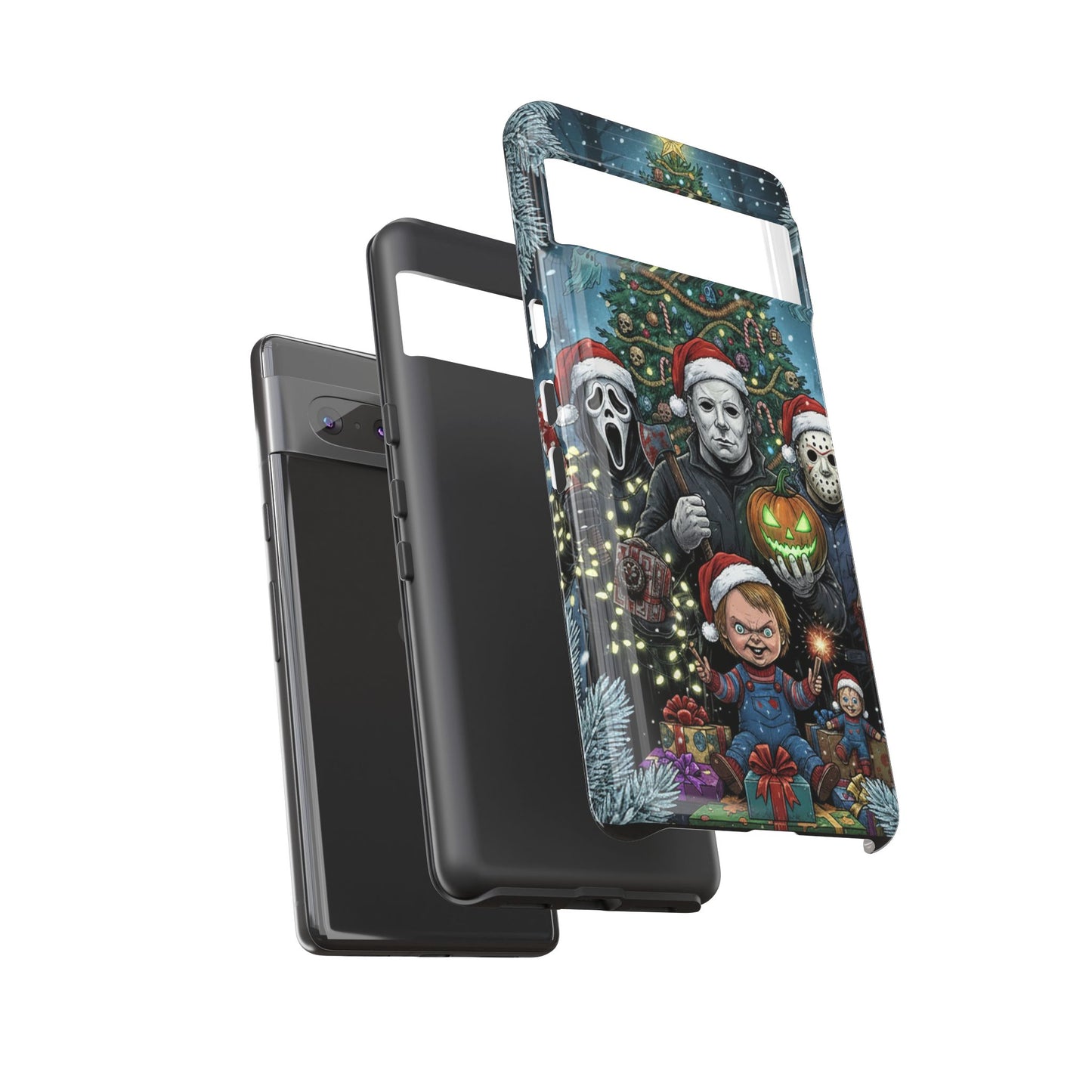 Christmas Horror Phone Case – Festive Slasher Collage Tough Case (iPhone, Samsung, Pixel)