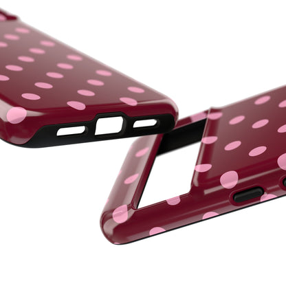 Pink Polka Dot Phone Case – Cute Aesthetic Tough Protective Phone Cover for Iphone, Samsung Galaxy and Pixel
