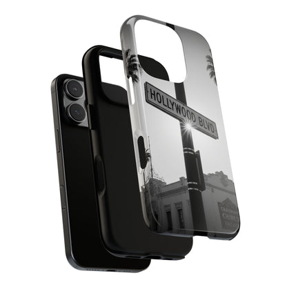 Hollywood Blvd Phone Case | Vintage Los Angeles Street Sign | Black & White LA Aesthetic