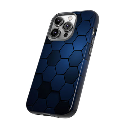 Blue Hexagon Gradient Phone Case | Honeycomb Geometric Tech Aesthetic | Minimalist Tough Case for iPhone & Samsung