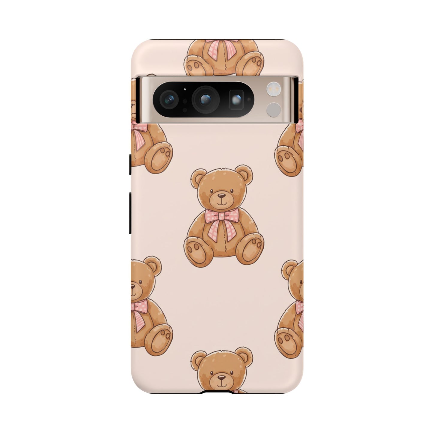 Teddy Bear Phone Case | Cute Coquette Aesthetic Pink Bear Pattern Case | Kawaii Soft Girl iPhone & Samsung Tough Protective Case