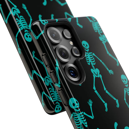 Dancing Teal Skeletons Phone Case | Tough Protective Case for Iphone, Samsung Galaxy and Pixel