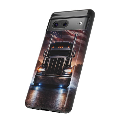 Semi Truck Phone Case American Flag Big Rig Trucker Gift iPhone Samsung