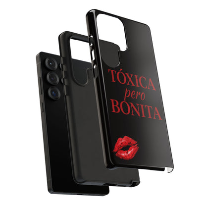 Toxica Pero Bonita Phone Case, Latina Quote Case, Red Lips Aesthetic, Spanish Saying Case, Trendy Tough Cover