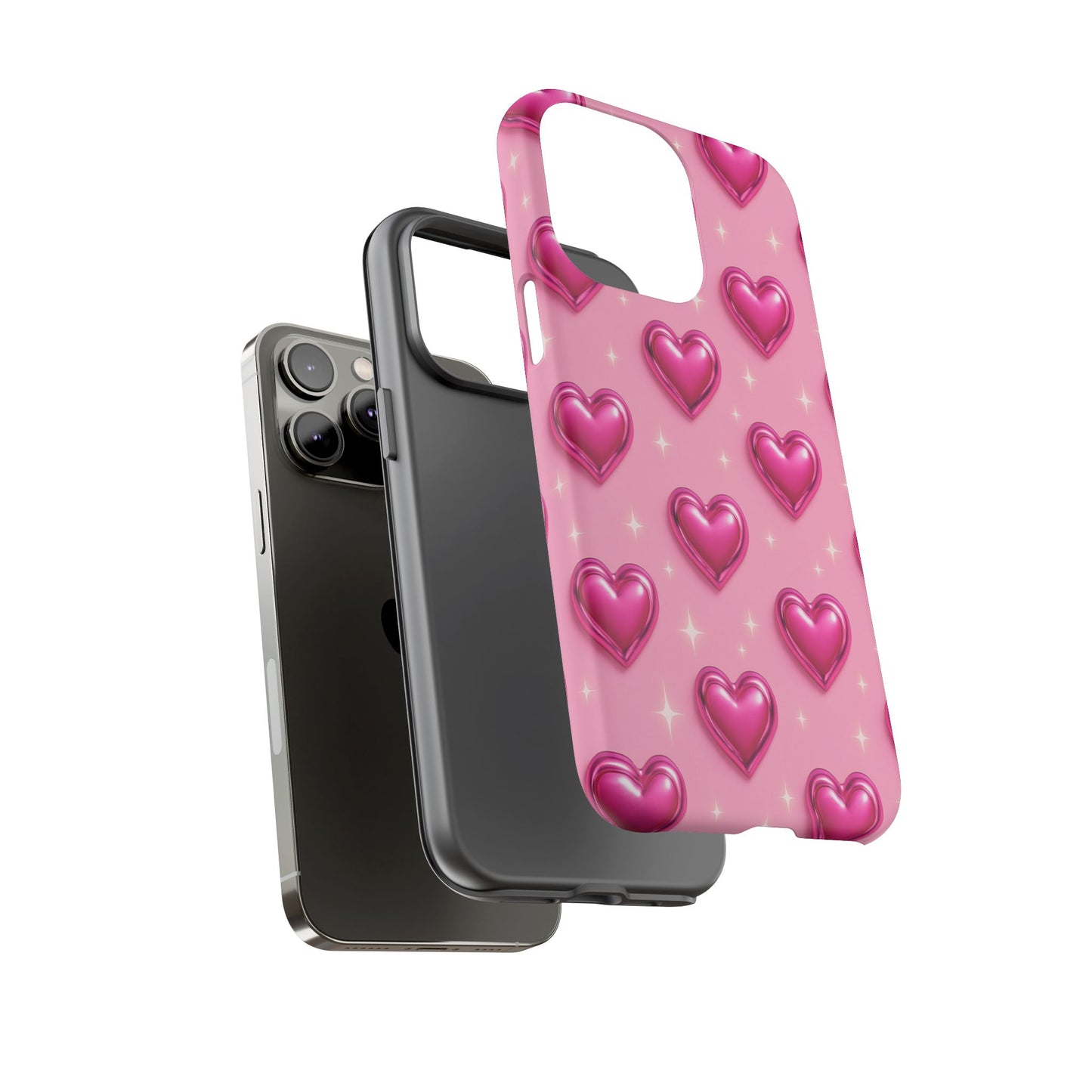 Pink Heart Pattern Phone Case | Tough Protective Case for Iphone, Samsung Galaxy and Pixel