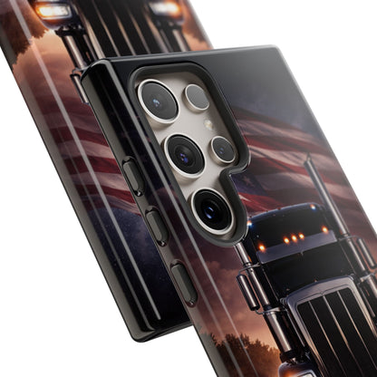 Semi Truck Phone Case American Flag Big Rig Trucker Gift iPhone Samsung