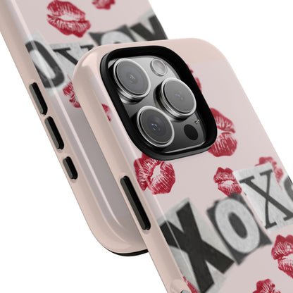 XOXO Kiss Print Phone Case | Coquette Valentine Aesthetic | Cute Pink Lipstick Kiss Tough Case for iPhone & Samsung