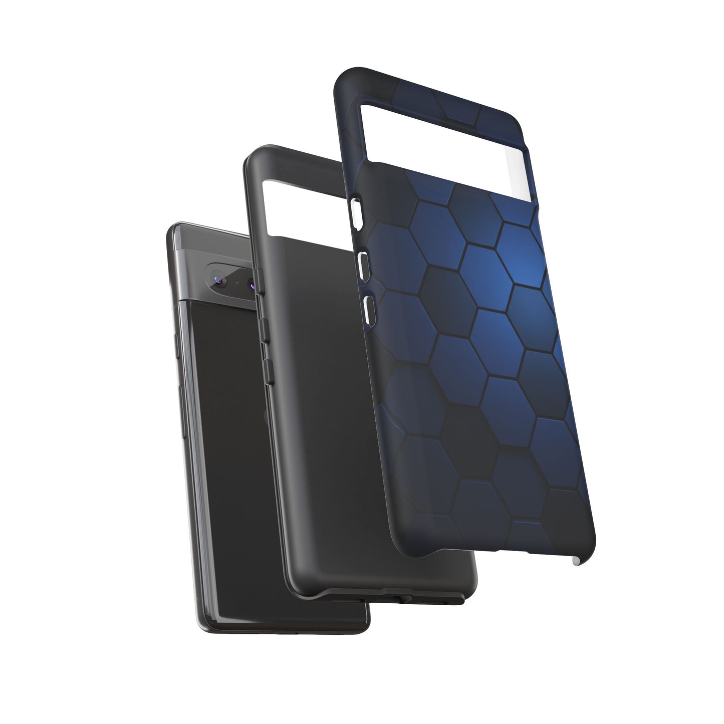 Blue Hexagon Gradient Phone Case | Modern Honeycomb Tough Protective Case