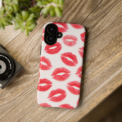 Red Lipstick Kiss Phone Case – Sexy Lip Print Pattern Tough Protective Cover