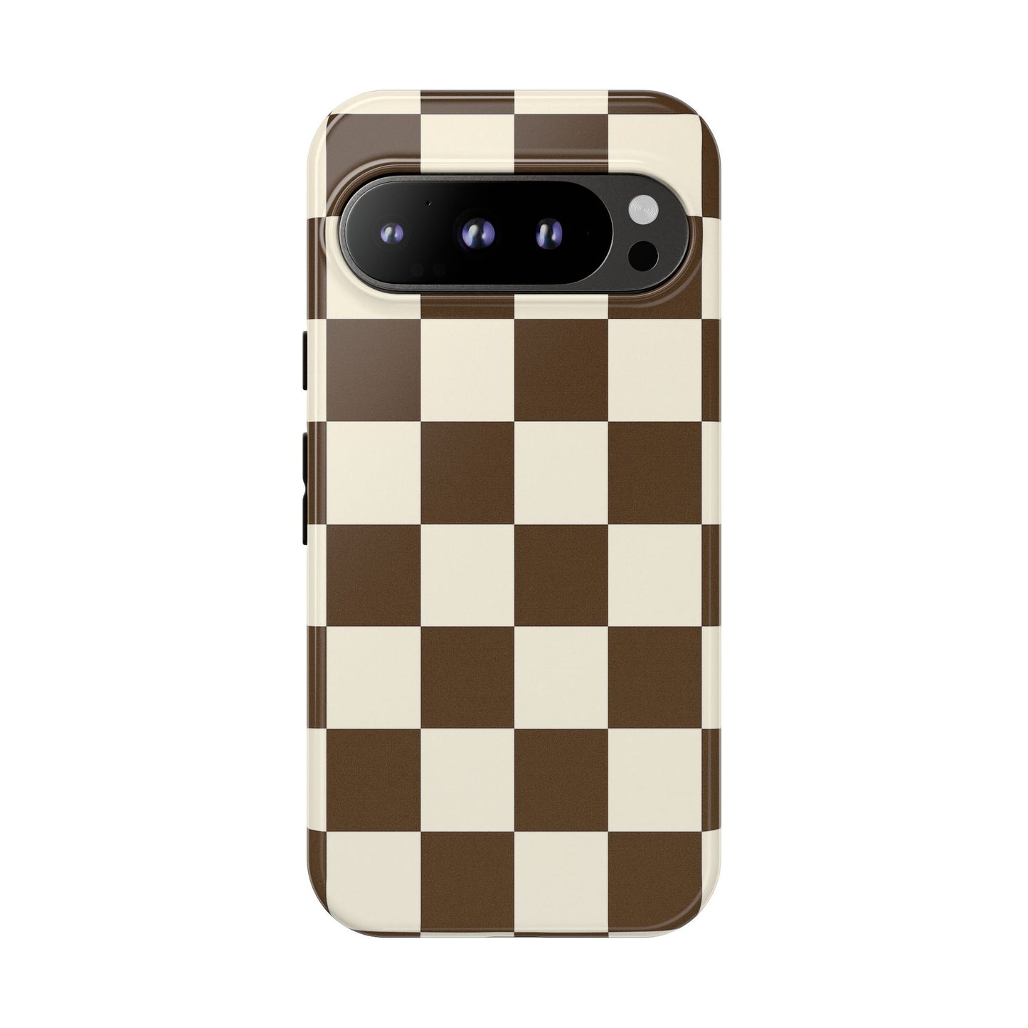 Mocha Checkerboard Phone Case | Neutral Aesthetic Tough Case