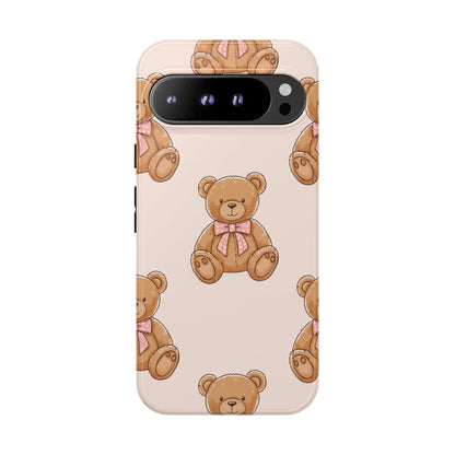 Teddy Bear Phone Case | Cute Coquette Aesthetic Pink Bear Pattern Case | Kawaii Soft Girl iPhone & Samsung Tough Protective Case