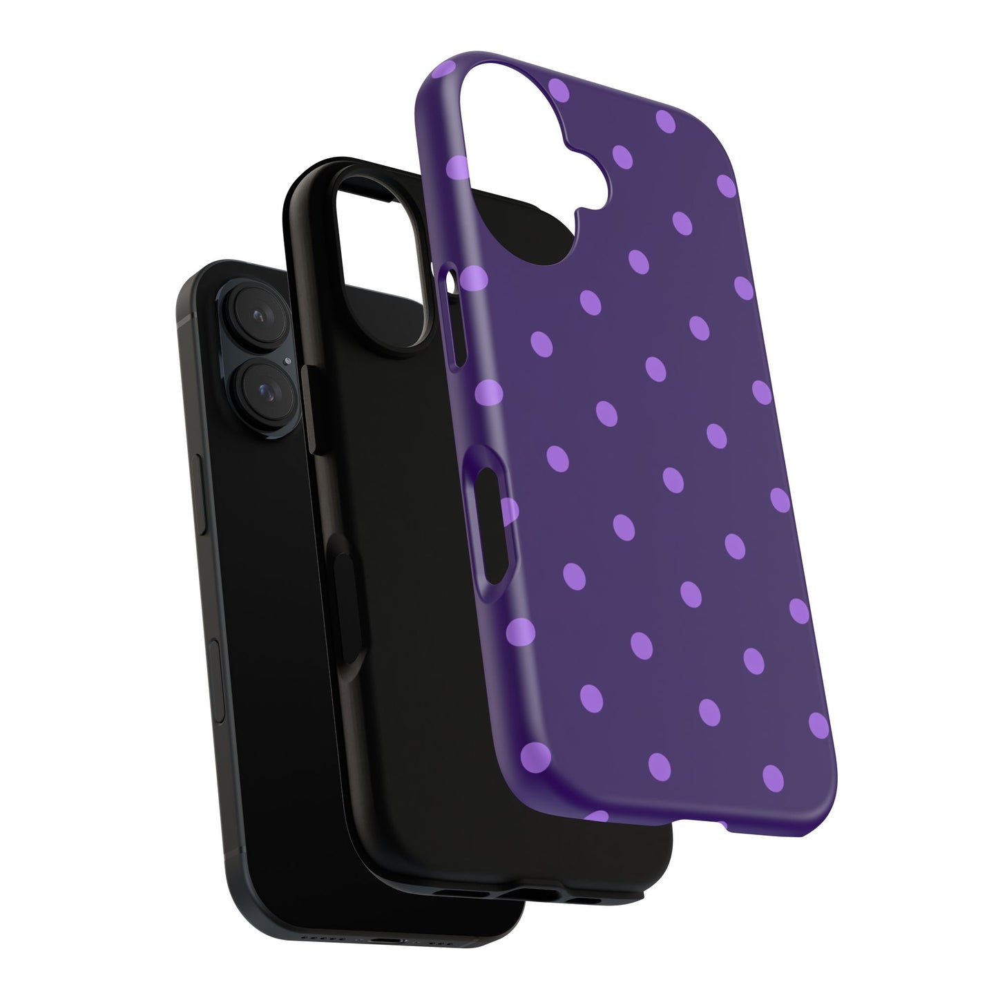 Purple Polka Dot Tough Phone Case – Cute Stylish Durable Protective Cover for Iphone, Samsung Galaxy and Pixel