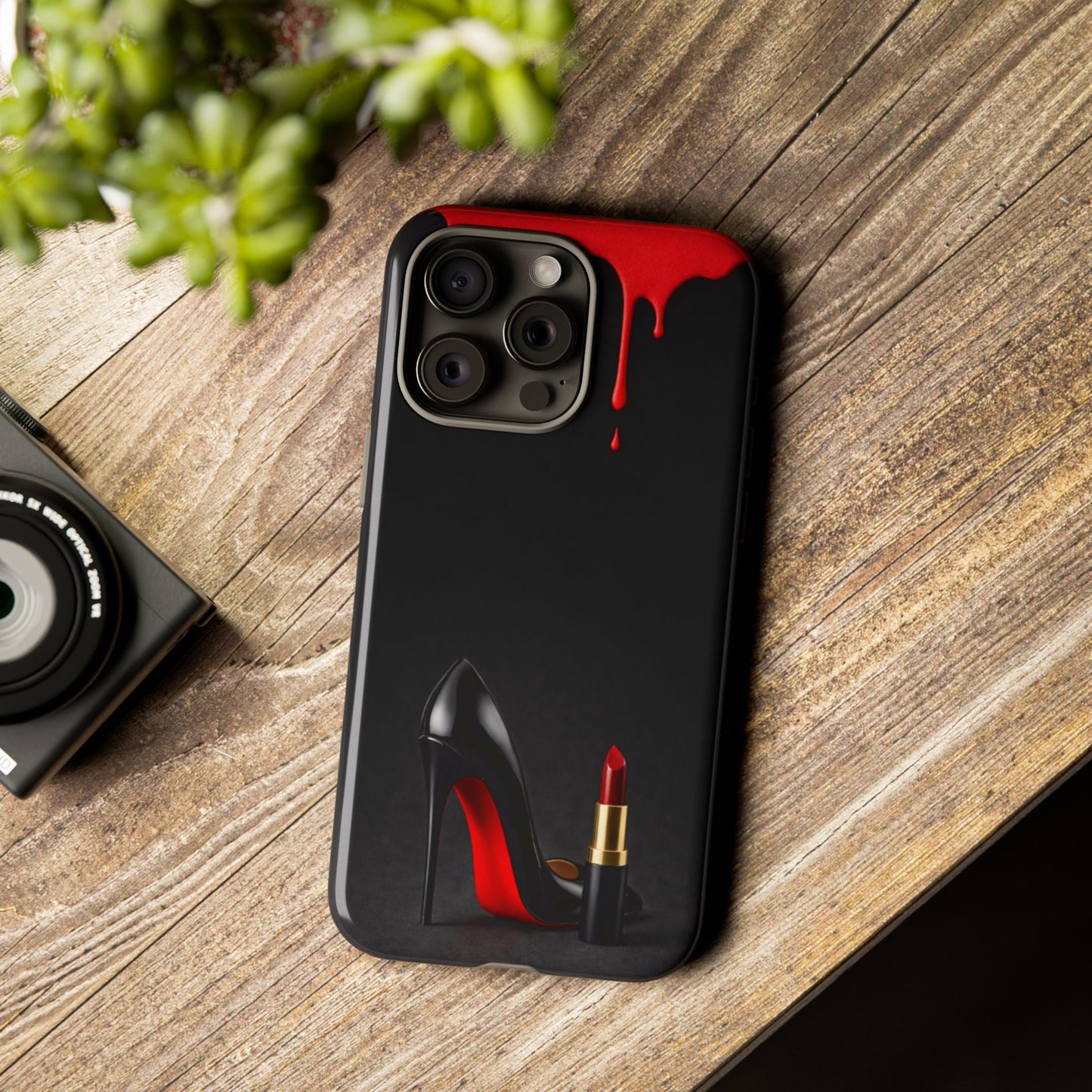 Dark Feminine Red Drip Phone Case – Gothic Glam Tough Cover