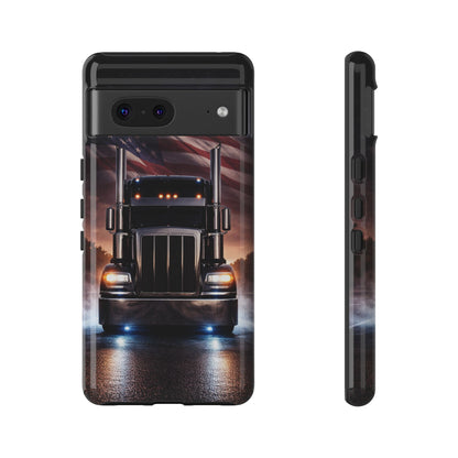 Semi Truck Phone Case American Flag Big Rig Trucker Gift iPhone Samsung