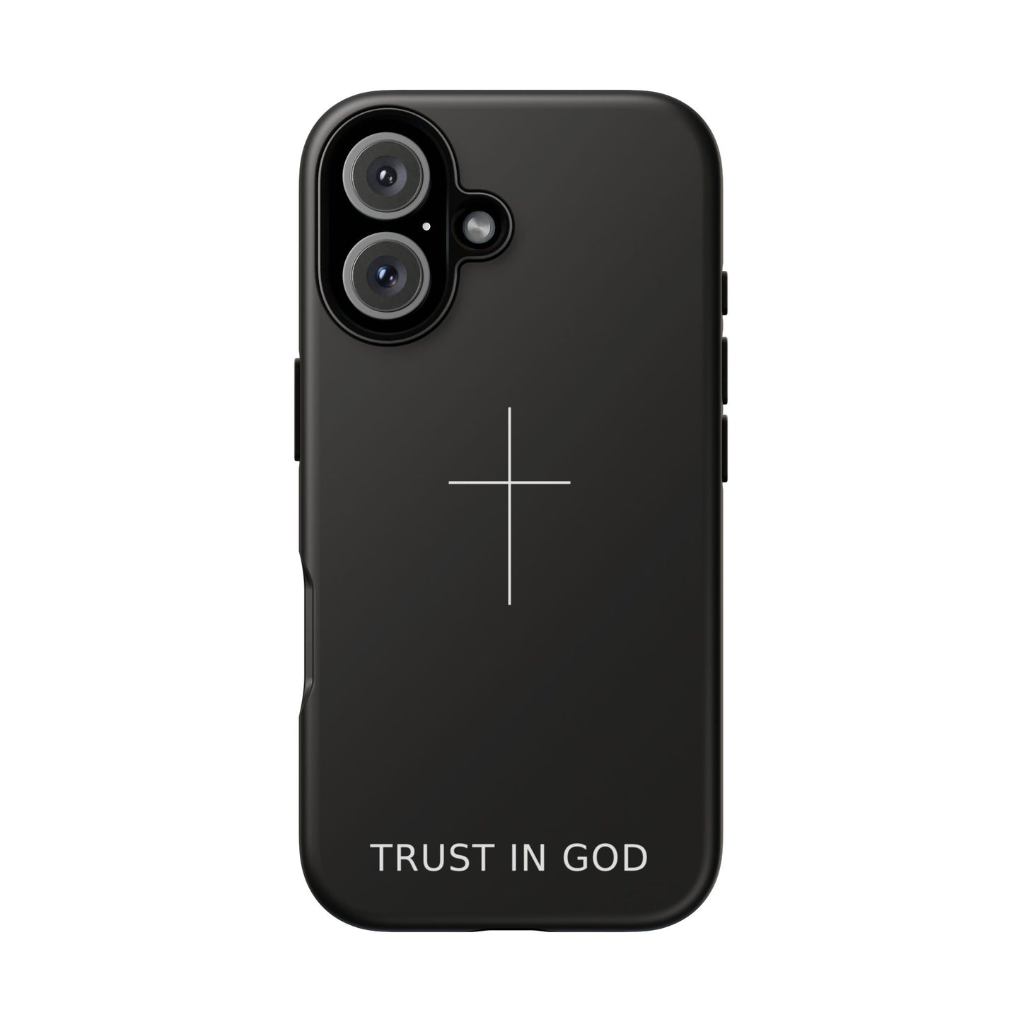 Trust in God Phone Case Minimal Cross Christian Black Tough Cover