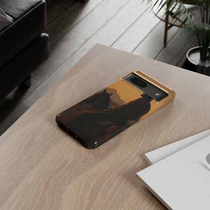 Western Cowboy Sunset Phone Case | Horse Rider Desert Aesthetic Tough Protective Case