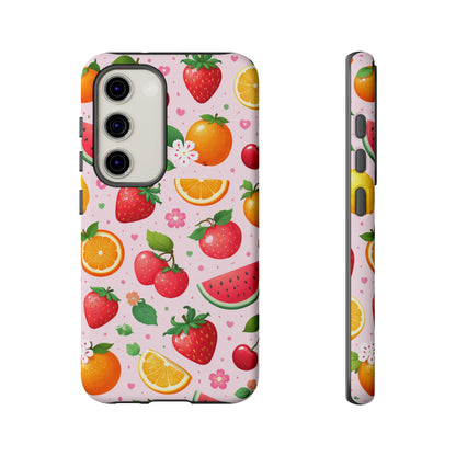 Fruit Phone Case – Tough Shockproof, Strawberry Cherry Citrus Summer Design for Iphone, Samsung Galaxy and Pixel
