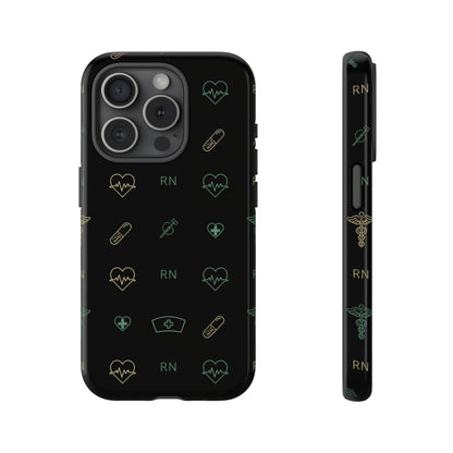 RN Nurse Phone Case – Minimal Medical Icon Pattern Healthcare Worker Tough Case
