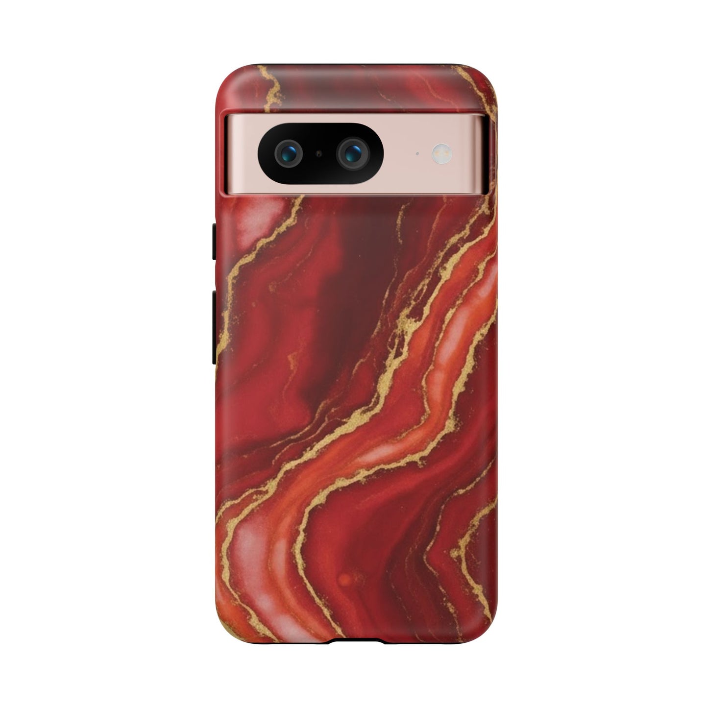 Red Agate Marble Phone Case – Gold Vein Luxury Stone Tough Case (iPhone, Samsung, Pixel)