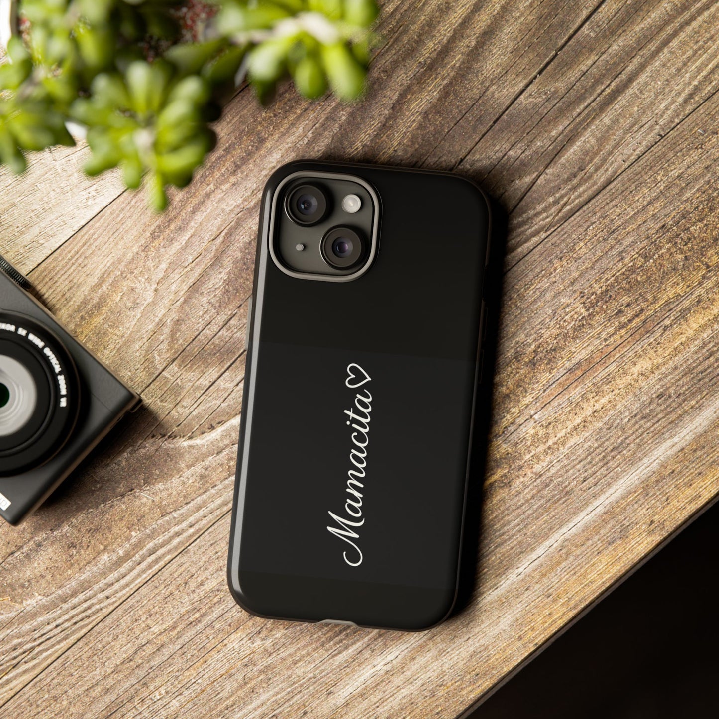 Mamacita Script Phone Case | Minimal Black Tough Case | Sleek Aesthetic Cover