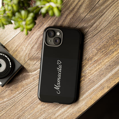 Mamacita Script Phone Case | Minimal Black Tough Case | Sleek Aesthetic Cover