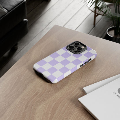 Lavender Checkerboard Phone Case | Pastel Aesthetic Checkered iPhone & Samsung Tough Case