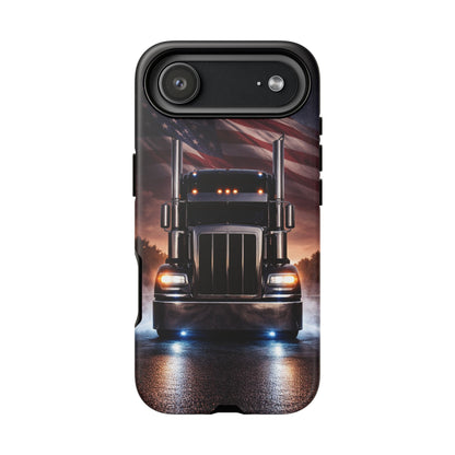 Semi Truck Phone Case American Flag Big Rig Trucker Gift iPhone Samsung