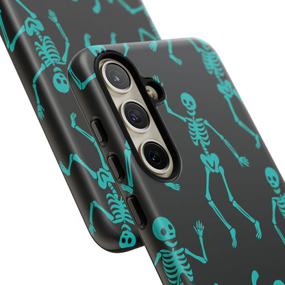 Dancing Teal Skeletons Phone Case | Tough Protective Case for Iphone, Samsung Galaxy and Pixel