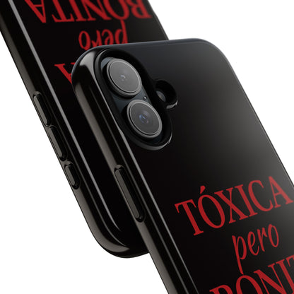 Toxica Pero Bonita Phone Case, Latina Quote Case, Red Lips Aesthetic, Spanish Saying Case, Trendy Tough Cover