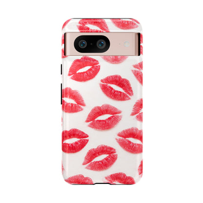 Red Lipstick Kiss Phone Case – Sexy Lip Print Pattern Tough Protective Cover