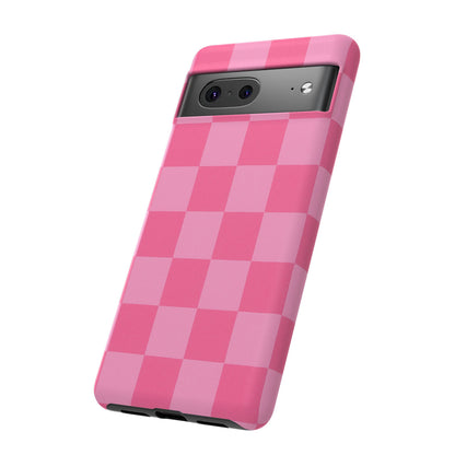 Pink Checkerboard Phone Case | Cute Aesthetic Checkered iPhone & Samsung Tough Case