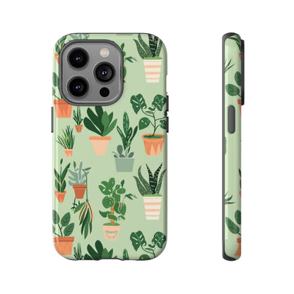 Plant Lover Phone Case | Cute Potted Plants Pattern | Botanical Aesthetic Tough Case