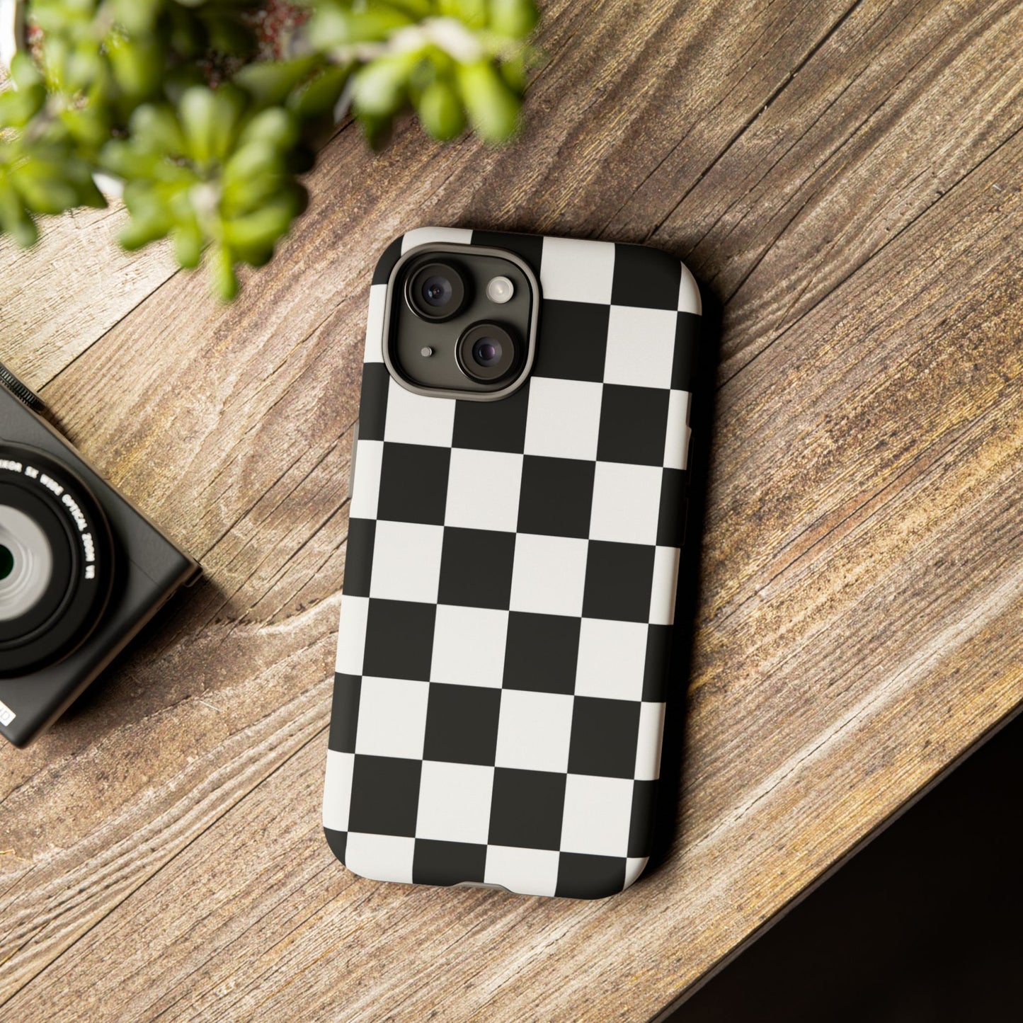 Black & White Checkerboard Phone Case – Classic Aesthetic Tough Protective Case for Iphone, Samsung Galaxy and Pixel