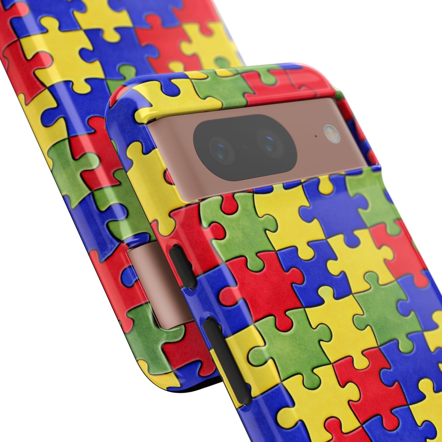 Colorful Puzzle Phone Case, Autism Awareness Jigsaw Design, Tough Protective Case, iPhone & Samsung Case, Vibrant Puzzle Pattern