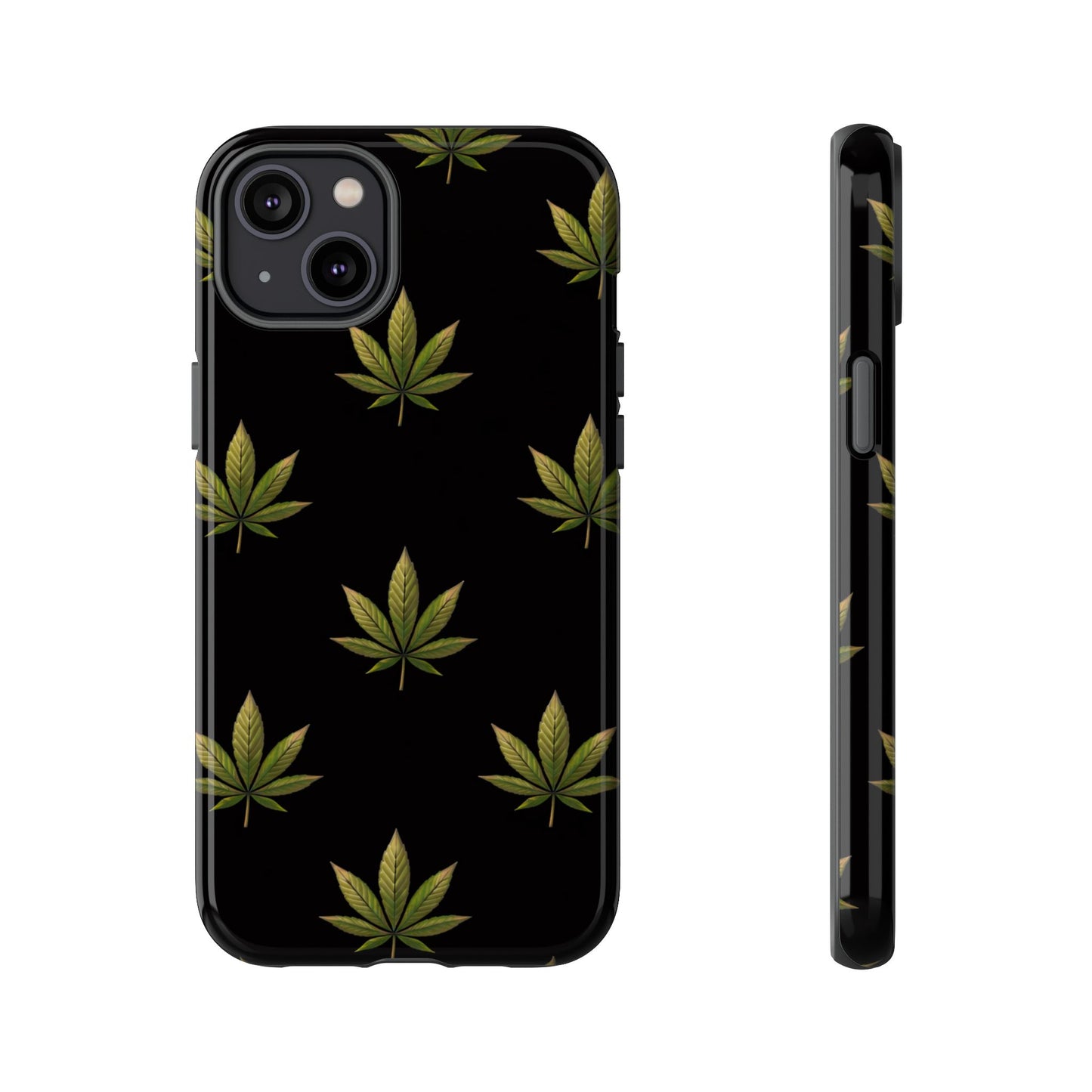 Cannabis Leaf Phone Case Green Weed Leaf Pattern Tough Protective Cover