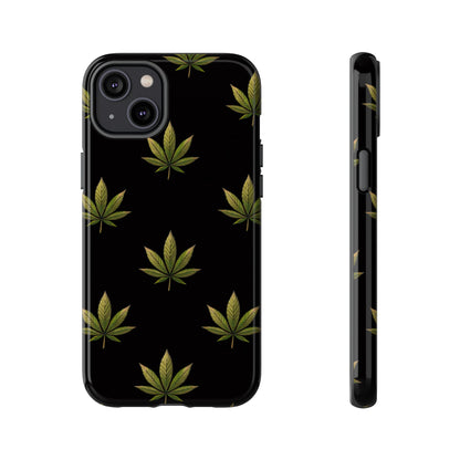 Cannabis Leaf Phone Case Green Weed Leaf Pattern Tough Protective Cover