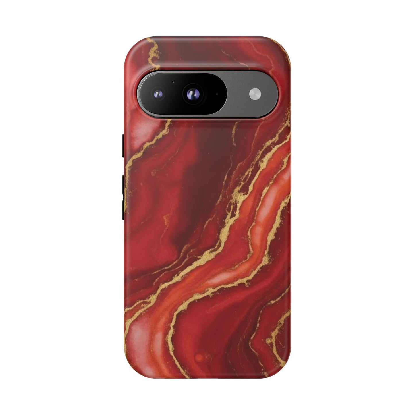 Red Agate Marble Phone Case with Gold Veins – Luxury Tough iPhone & Samsung Case