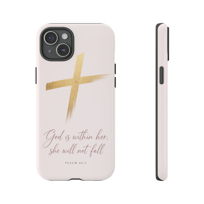 Psalm 46:5 God Is Within Her Christian Cross Phone Case Faith Gift