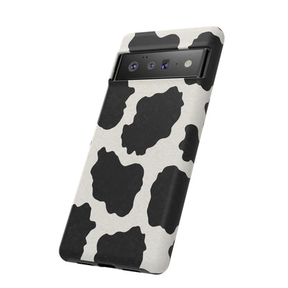 Black & White Cow Print Phone Case | Western Aesthetic iPhone & Samsung Tough Case
