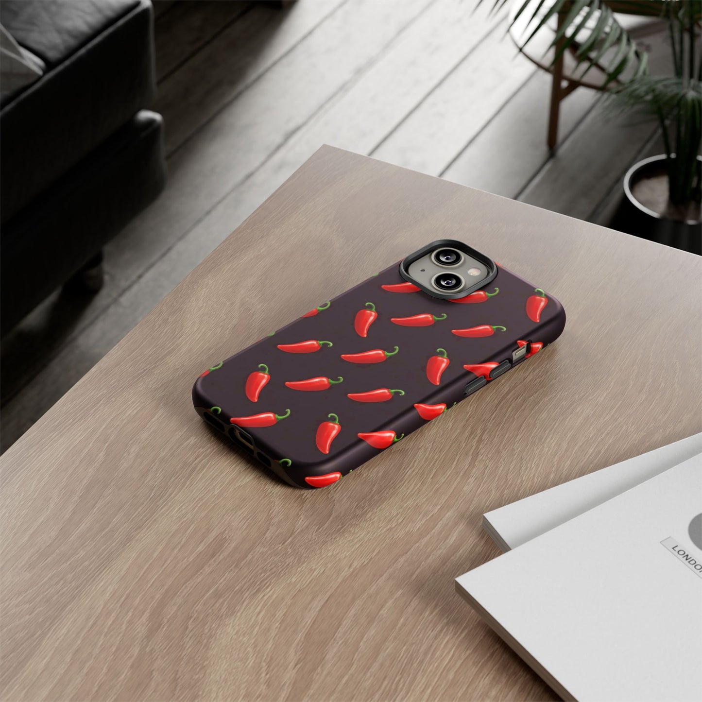Spicy Chili Pepper Phone Case – Black Cute Hot Pepper Tough Cover for Iphone, Samsung Galaxy and Pixel
