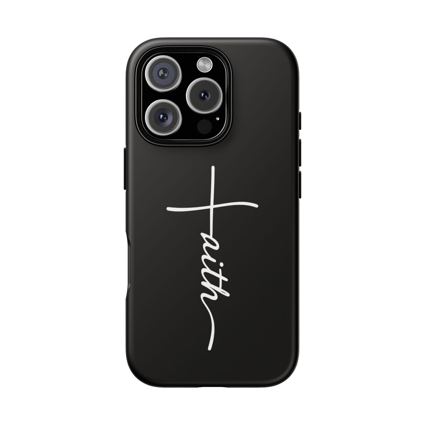 Faith Cross Phone Case, Christian Aesthetic Minimalist Black Matte Case, Religious Gift iPhone Samsung Cover
