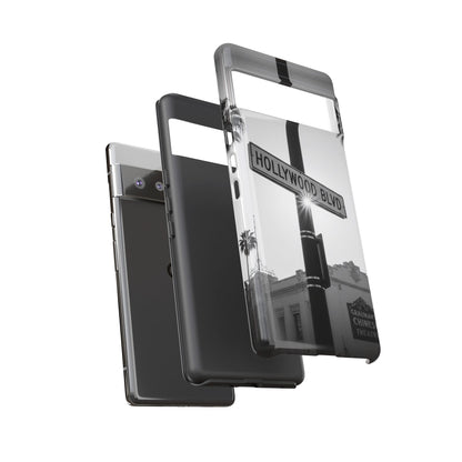 Hollywood Blvd Phone Case | Vintage Los Angeles Street Sign | Black & White LA Aesthetic